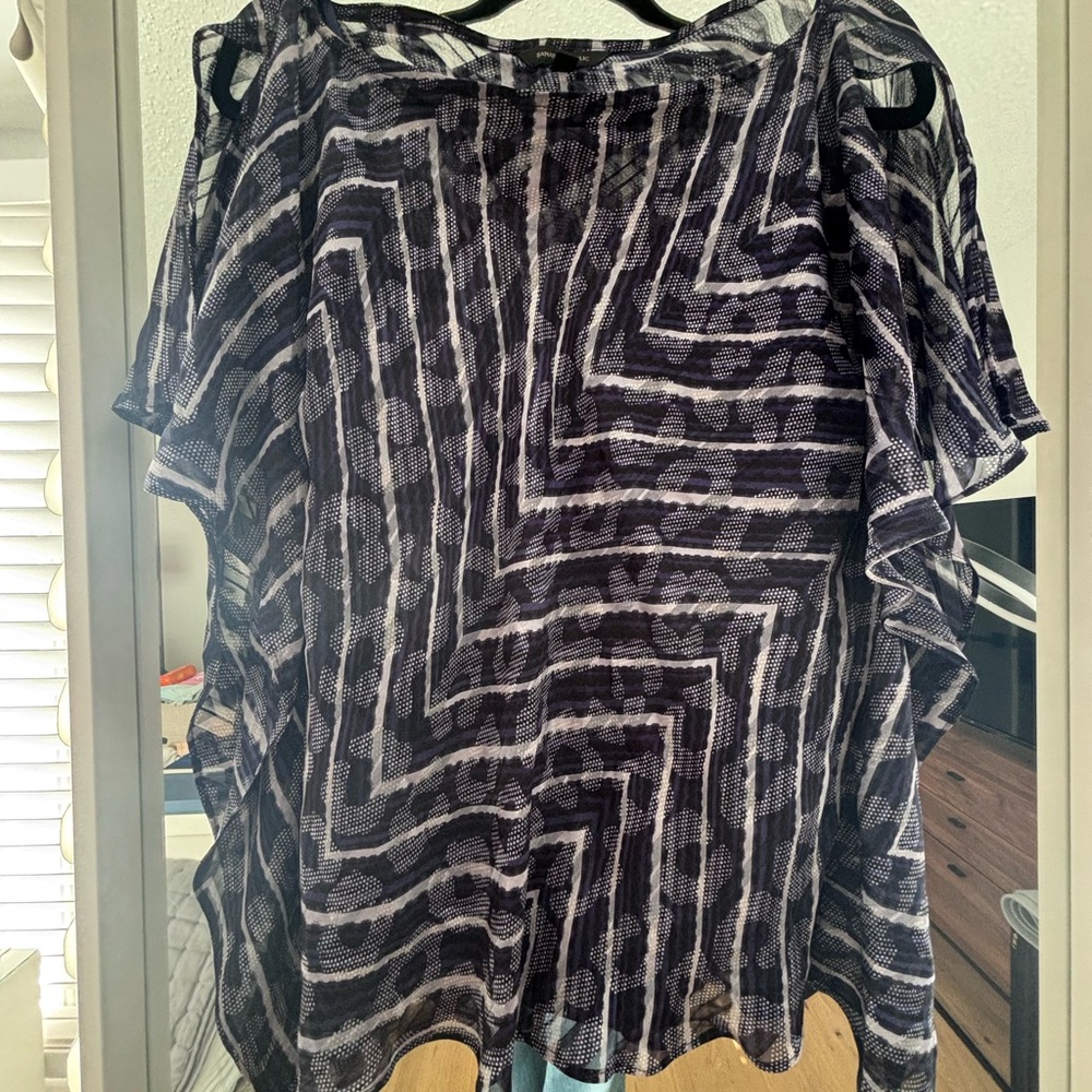 Banana Republic Blue, Purple & White Geometric Sheer Blouse with camisole